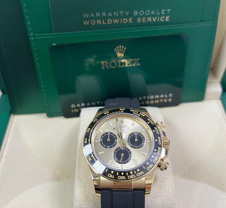 Rolex Daytona Pikachu Daytona Yellow Gold Golden And Black Index Dial Oysterflex Strap 126518ln