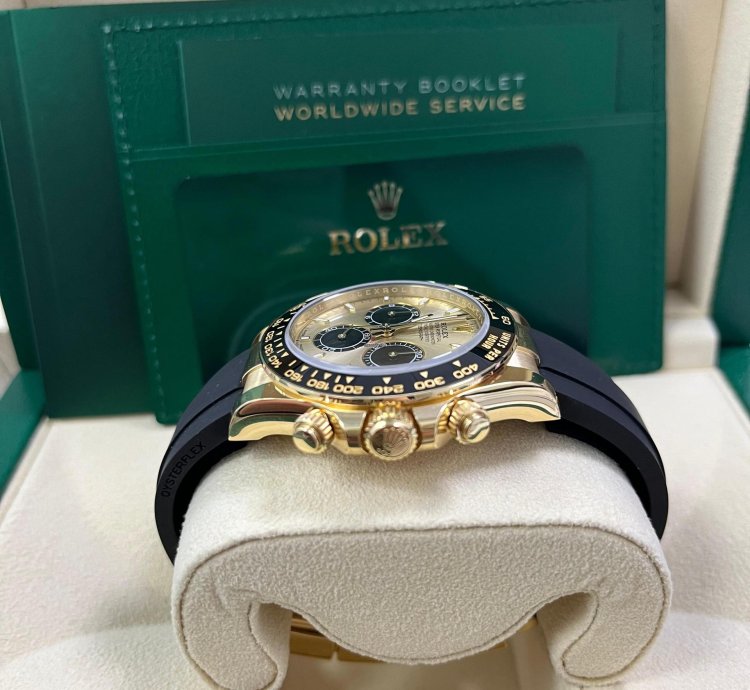 Rolex Daytona Pikachu Daytona Yellow Gold Golden And Black Index Dial Oysterflex Strap 126518ln