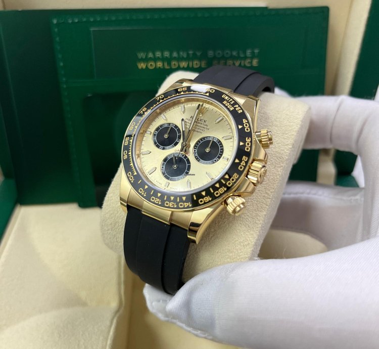 Rolex Daytona Pikachu Daytona Yellow Gold Golden And Black Index Dial Oysterflex Strap 126518ln