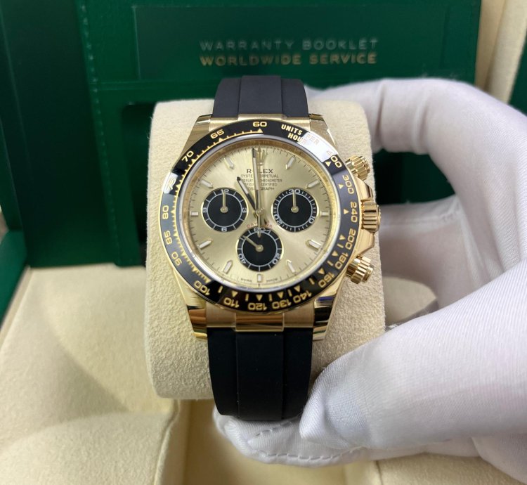 Rolex Daytona Pikachu Daytona Yellow Gold Golden And Black Index Dial Oysterflex Strap 126518ln