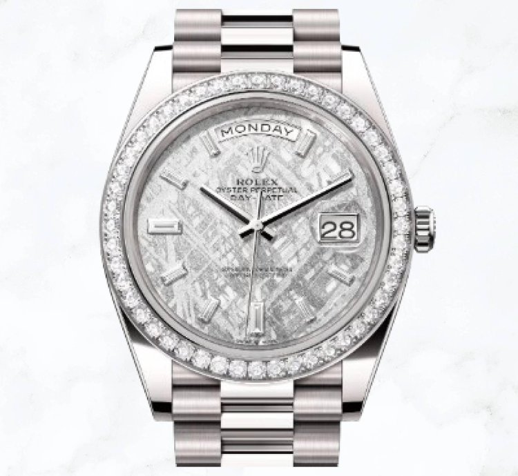 Rolex Day-date 40 White Gold Meteorite Baguette Dial 228349rbr new Unworn
