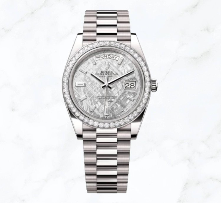 Rolex Day-date 40 White Gold Meteorite Baguette Dial 228349rbr new Unworn