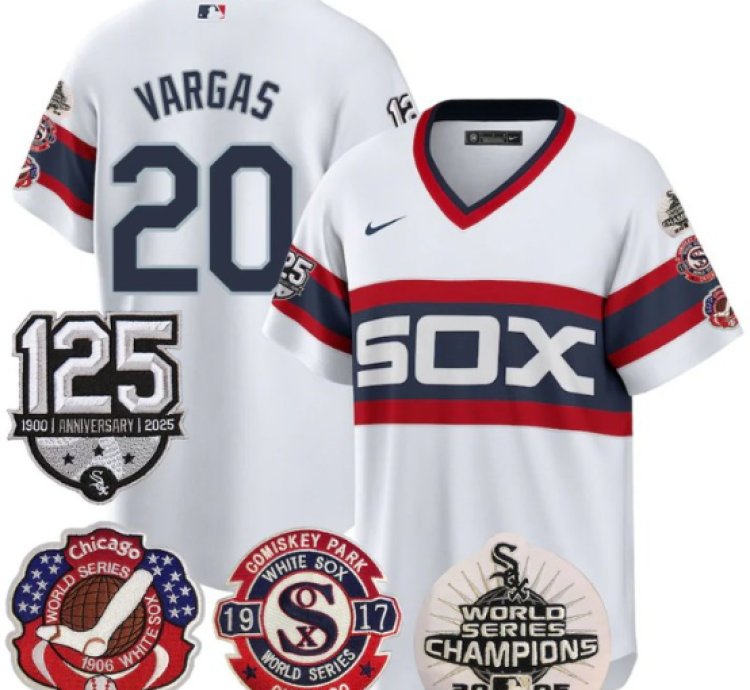 Miguel Vargas Jersey 20 Chicago White Sox 125th Anniversary World Series Champions White 1983