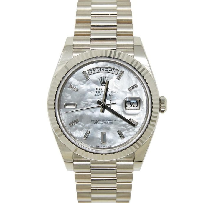 Rolex Day-date 40 White Gold Mop Diamond Dial On Presidential Complete Set Unworn 2024