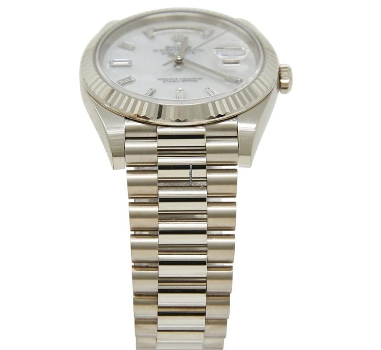 Rolex Day-date 40 White Gold Mop Diamond Dial On Presidential Complete Set Unworn 2024