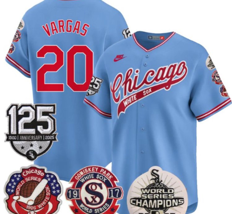 Miguel Vargas Jersey 20 Chicago White Sox 125th Anniversary World Series Champions Blue