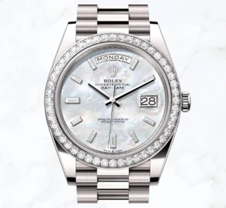 Rolex Day-date 40 White Gold Mother Of Pearl Baguette Dial 228349rbr new Unworn