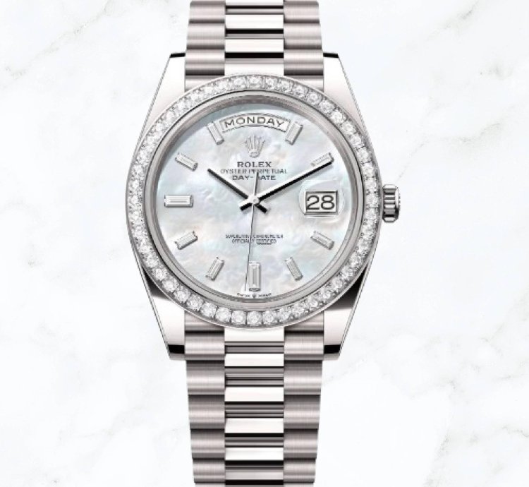 Rolex Day-date 40 White Gold Mother Of Pearl Baguette Dial 228349rbr new Unworn