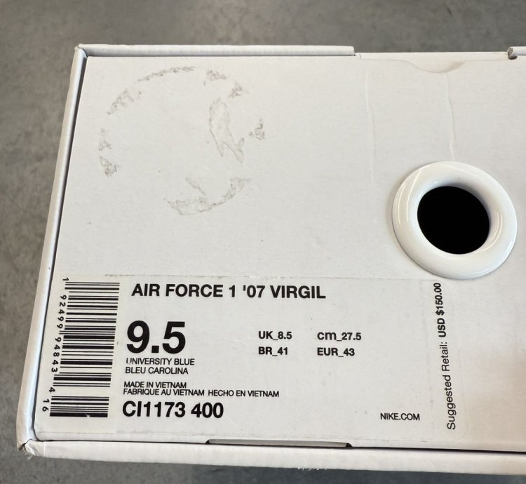 2019 Nike Air Force 1 Low Off-white Mca University Blue
