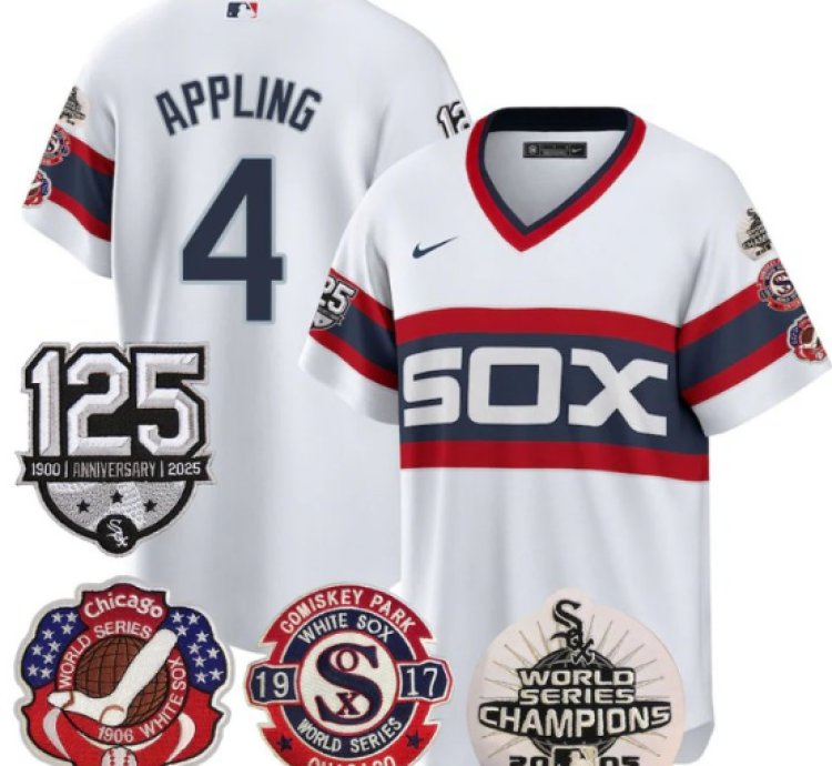 Luke Appling Jersey 4 Chicago White Sox 125th Anniversary World Series Champions White 1983