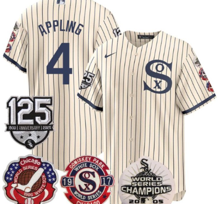 Luke Appling Jersey 4 Chicago White Sox 125th Anniversary World Series Champions Cream