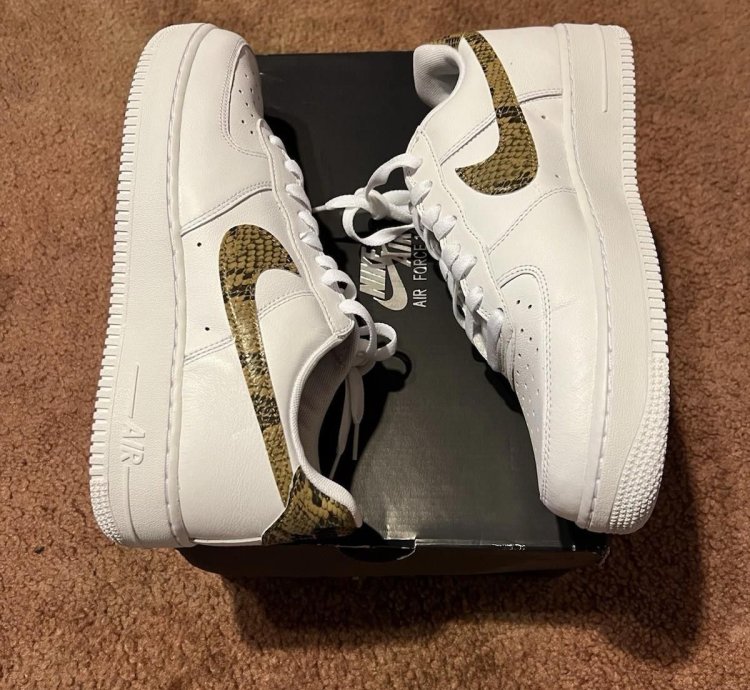 2019 Nike Men Air Force 1 Ivory Snake Ao1635-100 Us10 5