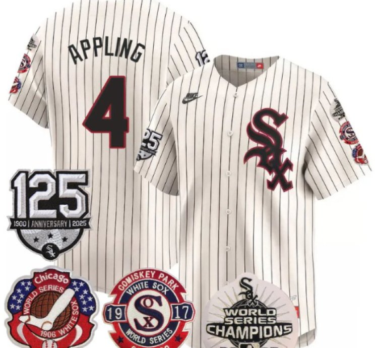 Luke Appling Jersey 4 Chicago White Sox 125th Anniversary World Series Champions Cream