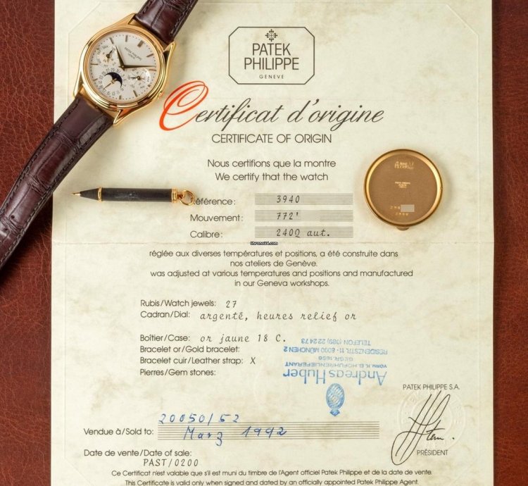 Patek Philippe Perpetual Calendar 3940j Perpetual Calendar german Dial Configuration Full Set From Huber Munich 1992