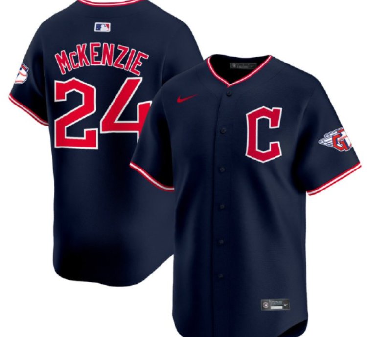 Triston Mckenzie Jersey 24 Cleveland Guardians 2025 Vapor Premier Limited All Stitched Navy