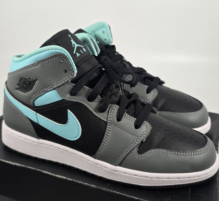 2020 Air Jordan 1 Mid Gs Grey Aqua