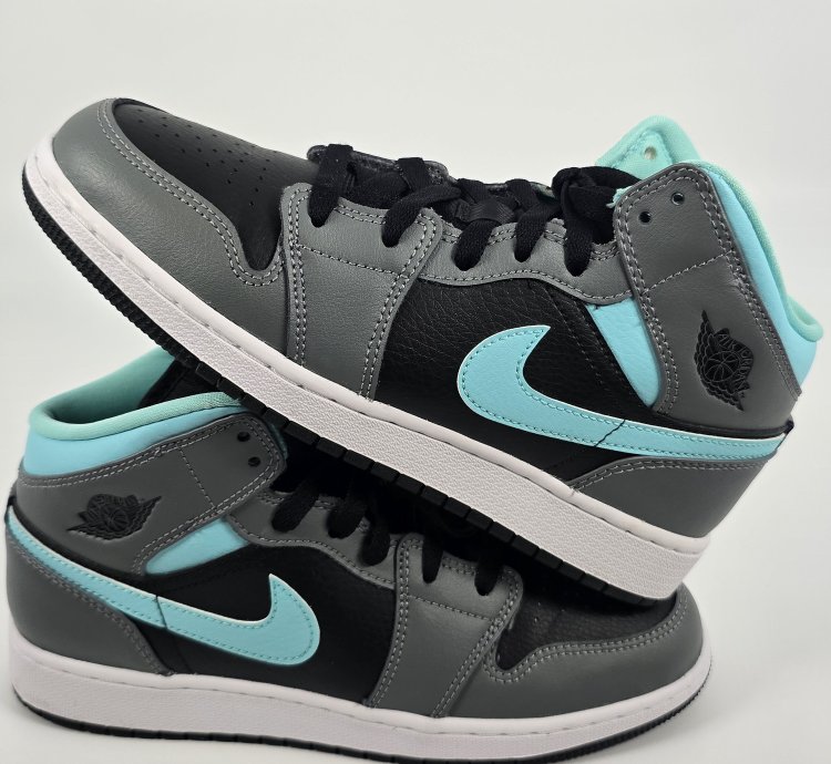 2020 Air Jordan 1 Mid Gs Grey Aqua