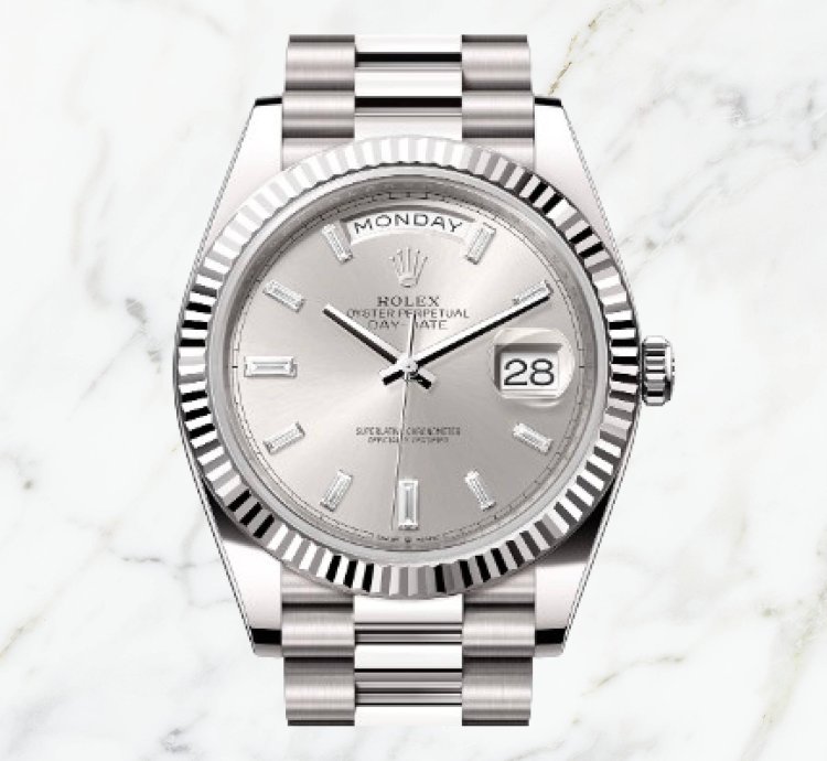 Rolex Day-date 40 White Gold Silver Diamond Dial 228239 new Unworn