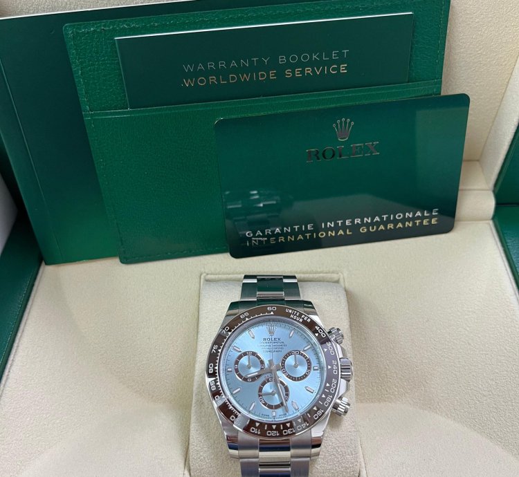 Rolex Daytona Platinum Cosmograph Daytona Ice Blue Index Dial Oyster Bracelet 126506