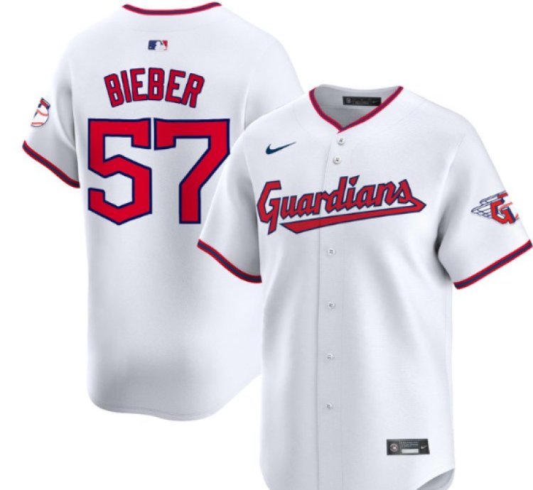 Shane Bieber Jersey 57 Cleveland Guardians 2025 Vapor Premier Limited All Stitched White