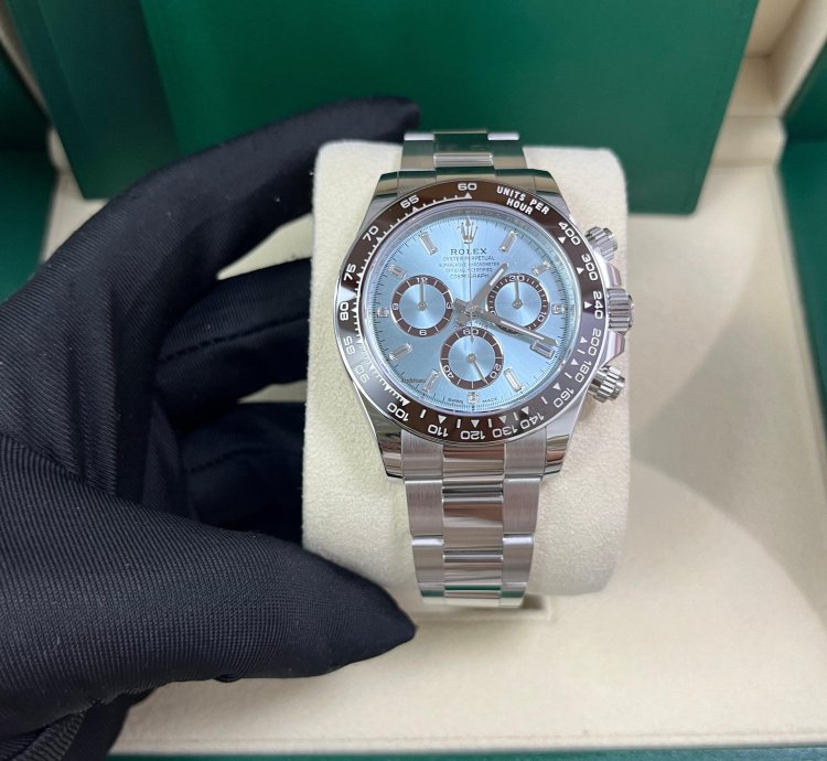 Rolex Daytona Platinum Daytona Ice Blue Baguette Dial 126506