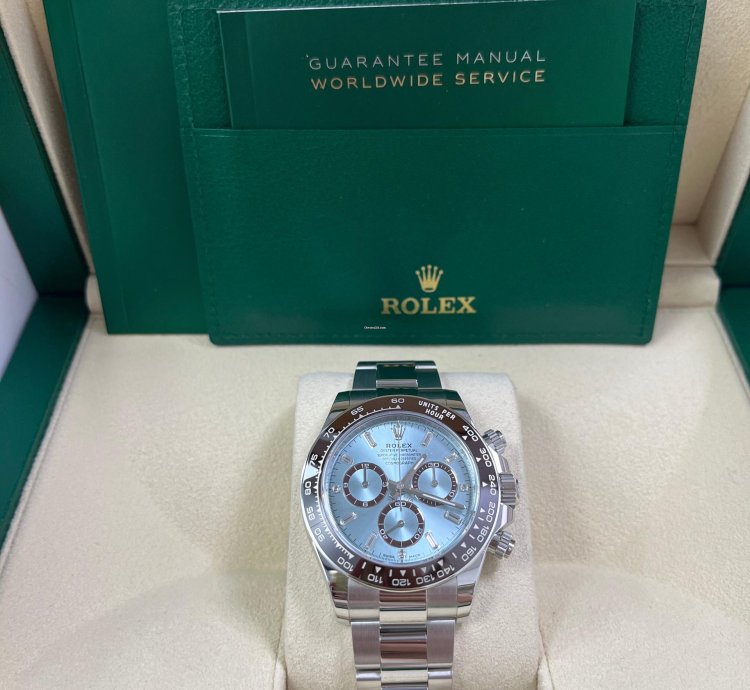 Rolex Daytona Platinum Daytona Ice Blue Baguette Dial 126506