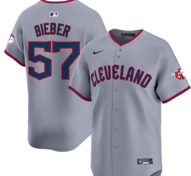 Shane Bieber Jersey 57 Cleveland Guardians 2025 Vapor Premier Limited All Stitched Gray