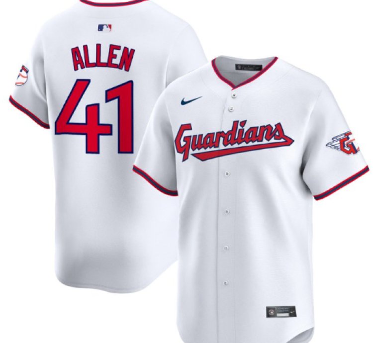 Logan Allen Jersey 41 Cleveland Guardians 2025 Vapor Premier Limited All Stitched White