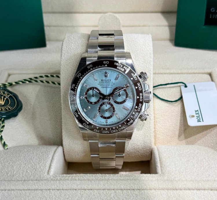 Rolex Daytona Platinum Ice Blue Baguette Diamond Dial 2024