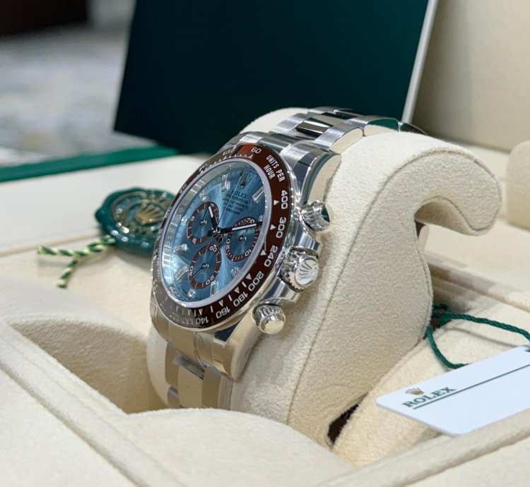 Rolex Daytona Platinum Ice Blue Baguette Diamond Dial 2024