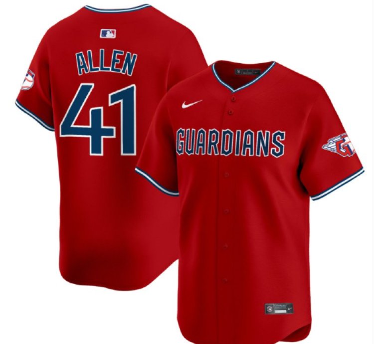 Logan Allen Jersey 41 Cleveland Guardians 2025 Vapor Premier Limited All Stitched Red