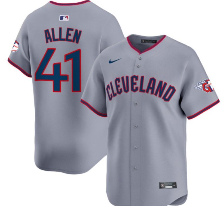 Logan Allen Jersey 41 Cleveland Guardians 2025 Vapor Premier Limited All Stitched Gray