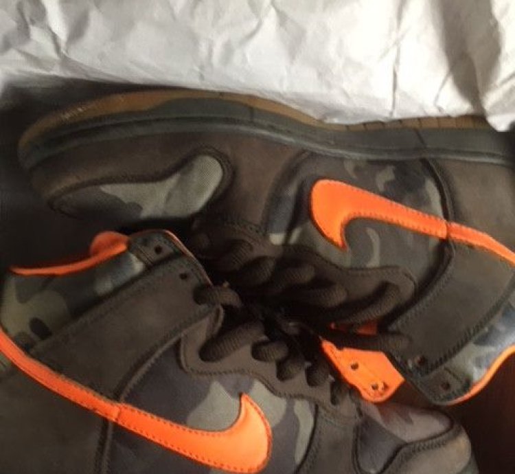 Nike Sb Dunk Highs Brian Anderson Camo With Safety Orange