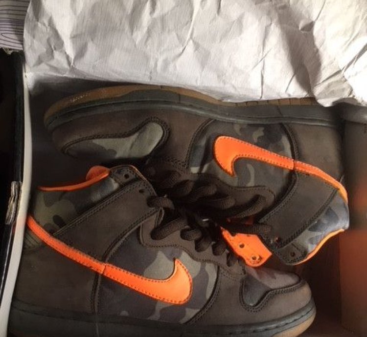 Nike Sb Dunk Highs Brian Anderson Camo With Safety Orange