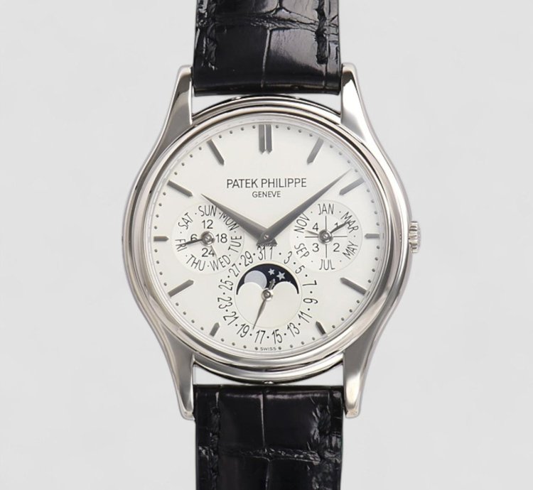 Patek Philippe Perpetual Calendar 5140g Ultra Thin 18k White Gold Silver Dial Description