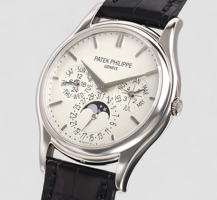Patek Philippe Perpetual Calendar 5140g Ultra Thin 18k White Gold Silver Dial Description