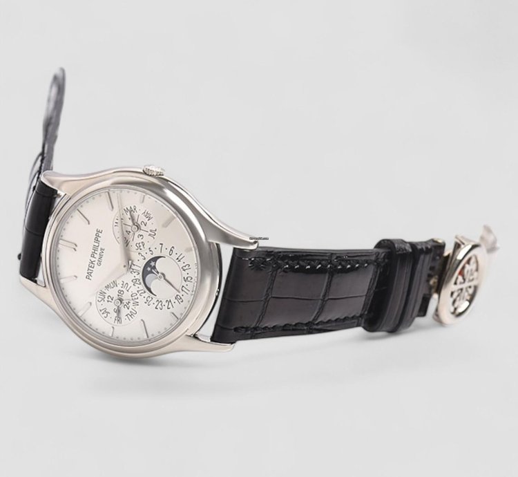 Patek Philippe Perpetual Calendar 5140g Ultra Thin 18k White Gold Silver Dial Description
