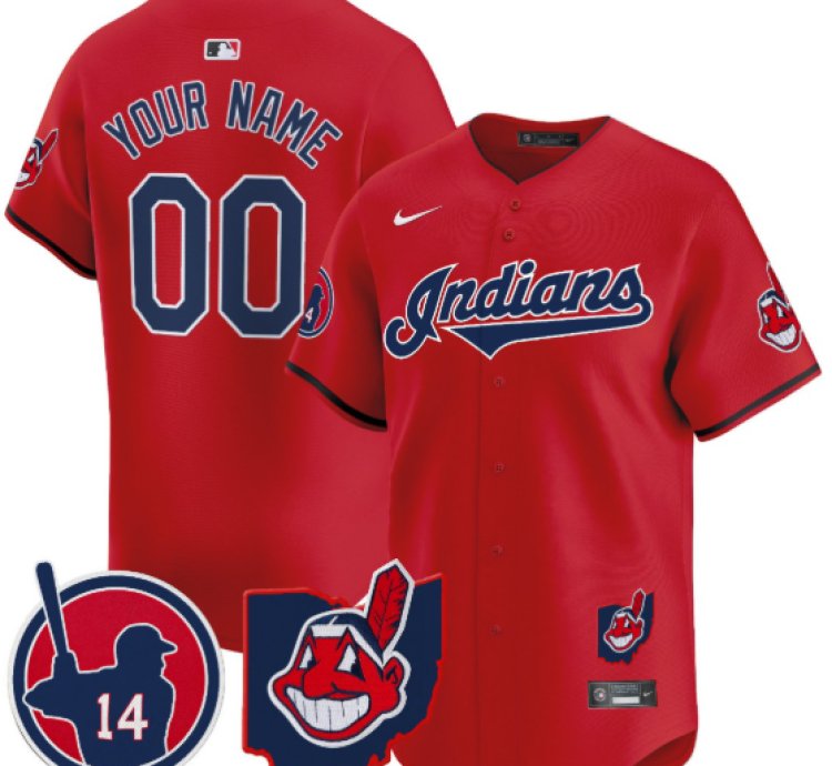 Custom Cleveland Indians Jersey Larry Doby Patch Vapor Premier Limited Stitched Red