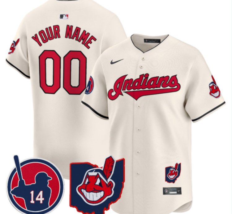 Custom Cleveland Indians Jersey Larry Doby Patch Vapor Premier Limited Stitched Cream