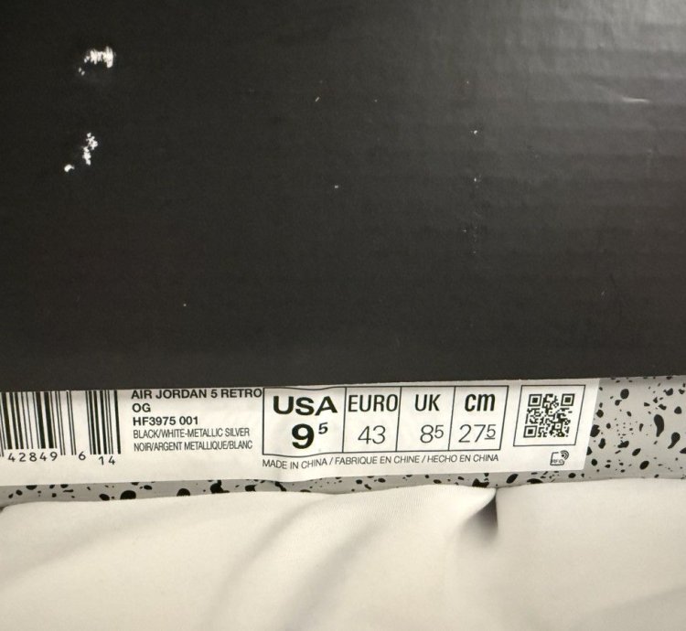 Jordan 5 Og Metallic Size 9 5
