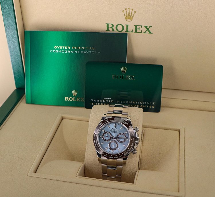 Rolex Daytona Platinum Ref 116506 Ice Blue Dial New Full Set 2022