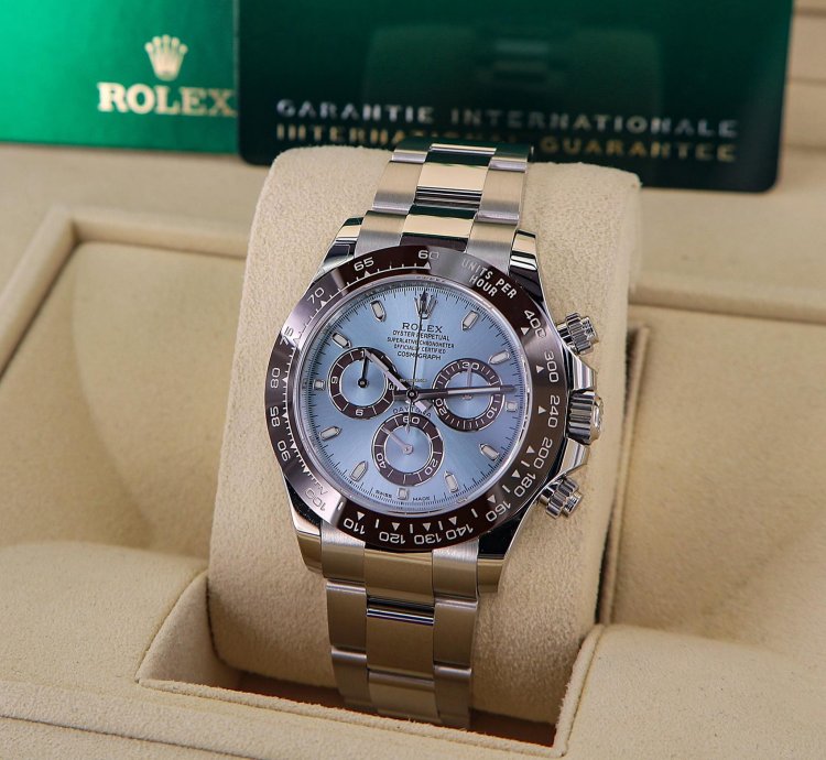 Rolex Daytona Platinum Ref 116506 Ice Blue Dial New Full Set 2022