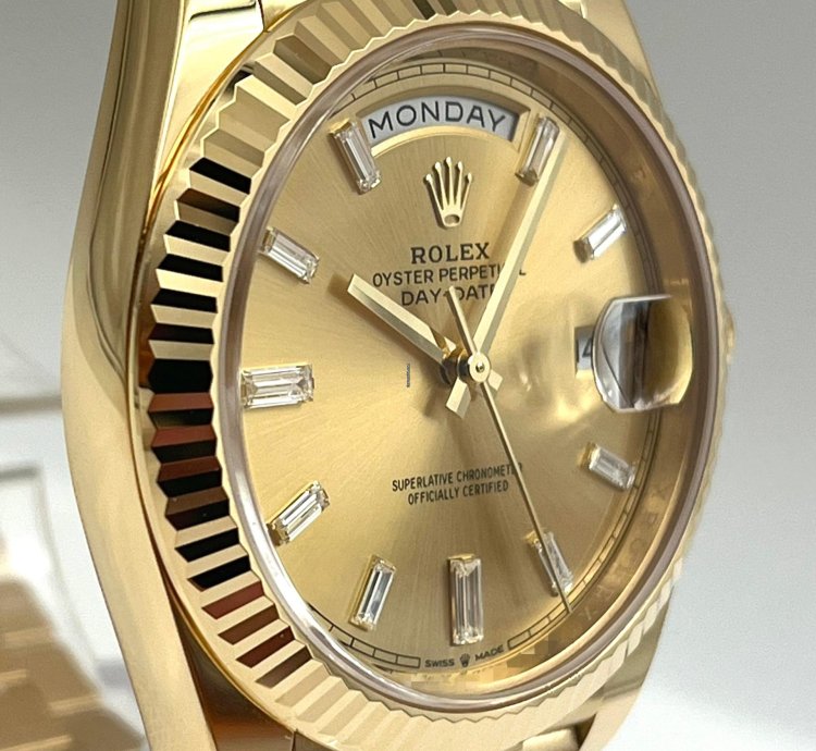 Rolex Day-date 40 Yellow Gold Day-date 40 Champagne Baguette Dial 228238 Unworn 2023
