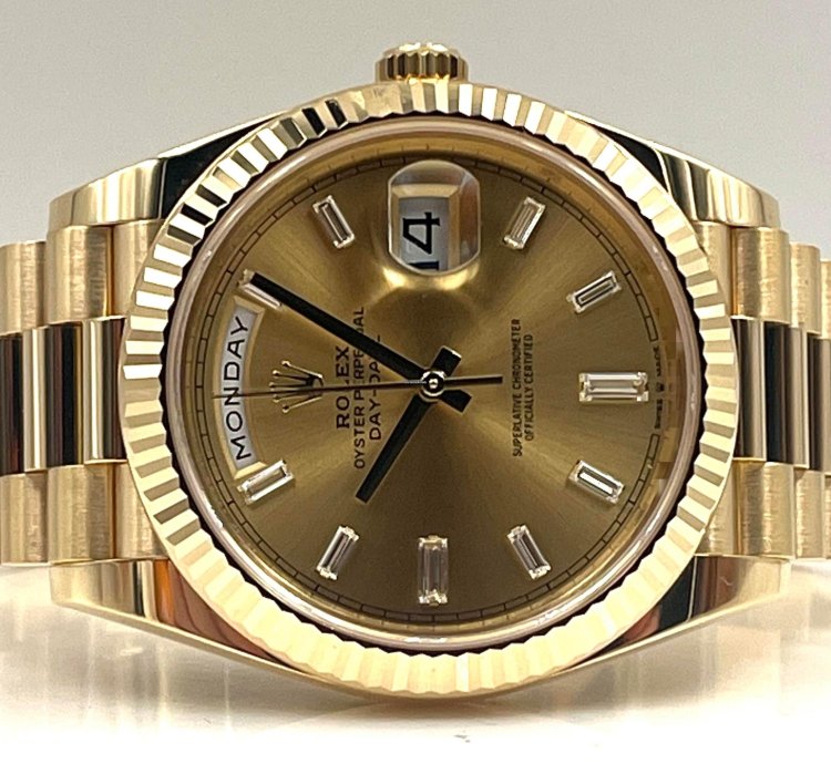 Rolex Day-date 40 Yellow Gold Day-date 40 Champagne Baguette Dial 228238 Unworn 2023