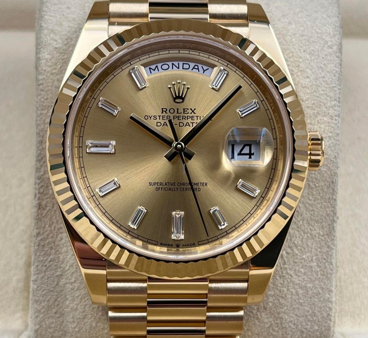 Rolex Day-date 40 Yellow Gold Day-date 40 Champagne Baguette Dial 228238 Unworn 2023