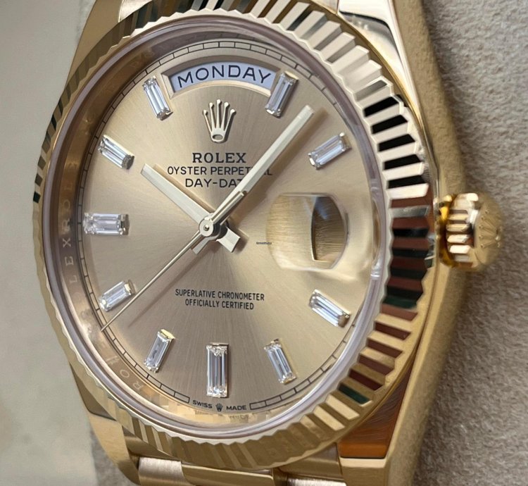 Rolex Day-date 40 Yellow Gold Day-date 40 Champagne Baguette Dial 228238 Unworn 2023