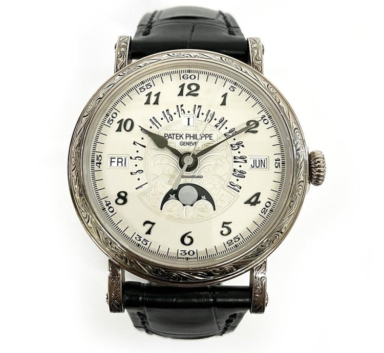 Patek Philippe Perpetual Calendar 5160 500g-001 38mm White Gold With Black Leather Watch 2018