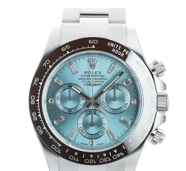 Rolex Daytona Platinum With Ice Blue Dial And Baguettes Diamonds Fix Price