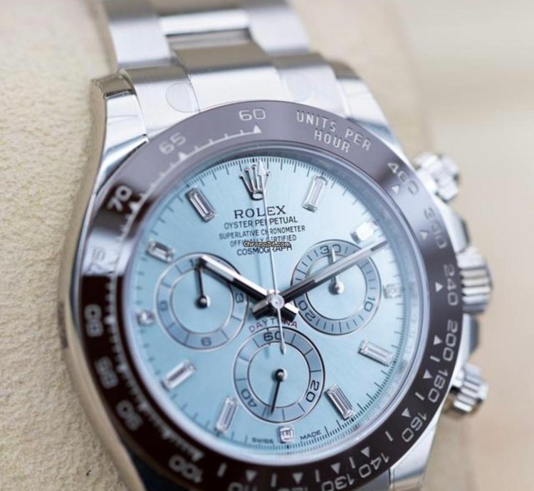 Rolex Daytona Platinum With Ice Blue Dial And Baguettes Diamonds Fix Price