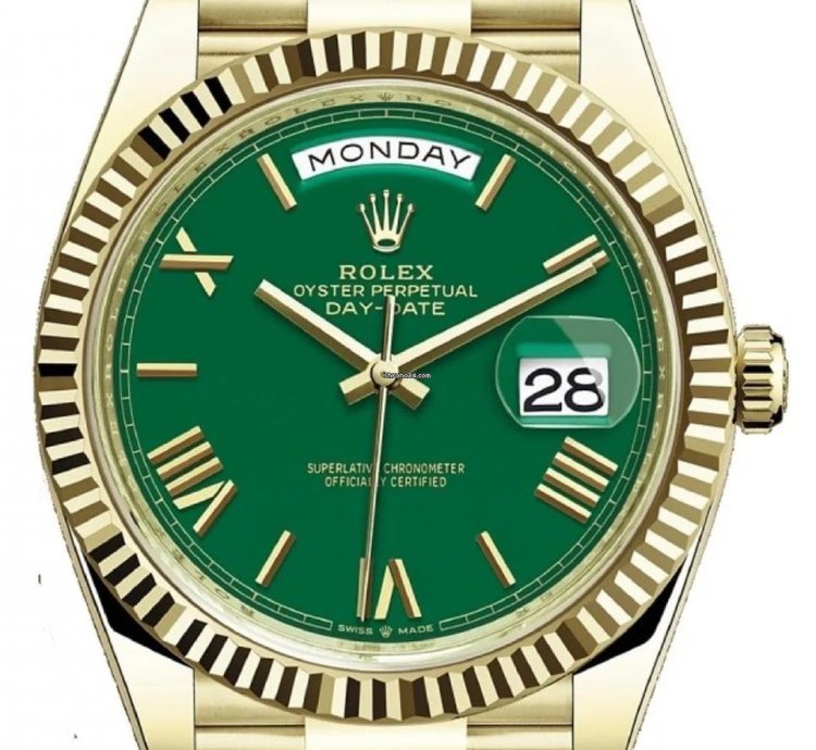 Rolex Day-date 40 Yellow Gold Day-date 40 Green Roman Dial 228238 Unworn 2024